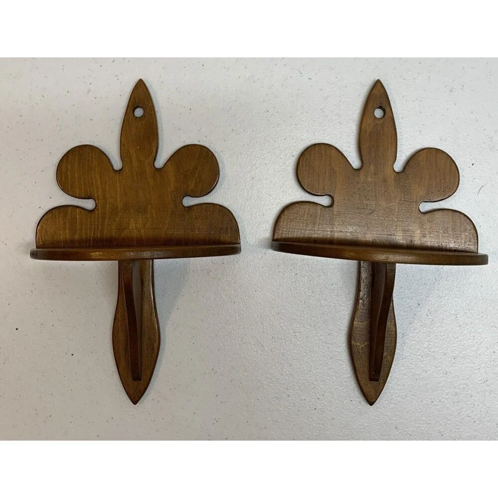 Vintage Fleur de Lis Wall Shelves Sconces French Country Cottage